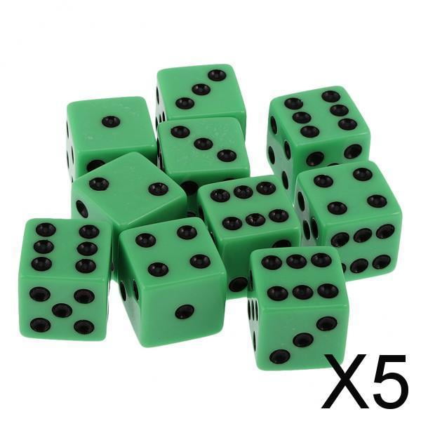 Paquete de 10 Dados de Punto D6 de Seis Caras Baoblaze 18 Mm Verde 5 Piezas