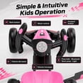 thumbnail image 3 of 12V Electric Go Kart for Kids Ages 3-6, Foldable Power Ride-On Pedal Toy with Adjustable Seat, Music & Flashing LED Lights, Pink, 3 of 9
