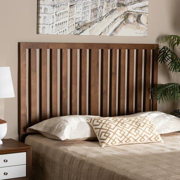 Baxton Studio Oren Contemporary/Modern Slat Back Support Engineered Wood Headboard, Queen, Ash Walnut