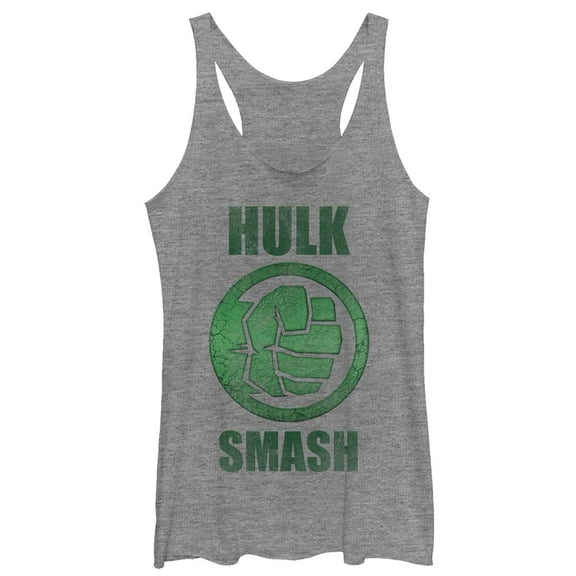 Women's Marvel Hulk Smash  Racerback Tank Top Gray Heather Small