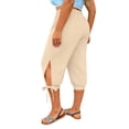 thumbnail image 2 of yillto Womens Capri Pants Elastic Waist Drawstring Shorts Causal Loose Short Pants with Pockets, 2 of 5