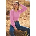 thumbnail image 4 of Long Puff Sleeve Sweaters for Women  Fall Winter Crewneck Knit Ribbed Bodysuit Pullover Tops, 4 of 11