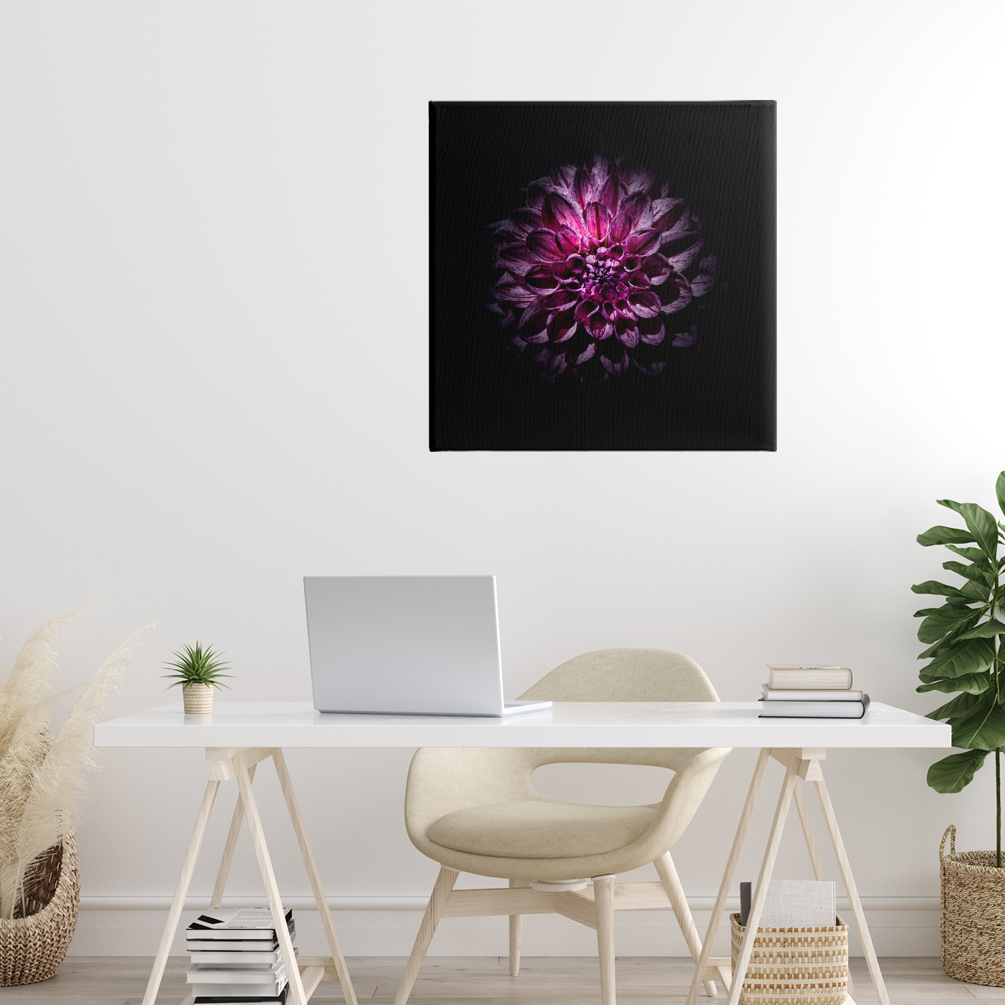 Purple Dahlia Dark Contemporary Canvas Wall Art, design by Brian Carson Photography