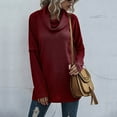 thumbnail image 7 of XFLWAM Women's Long Sleeve Cowl Neck Sweater Pullover Turtleneck Casual Loose Tunic Tops Wine Red L, 7 of 7