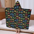 thumbnail image 5 of Multicolor Controllers Games Icons Black Pattern Hooded Bath Towel，60"x35" for Ages 3 To 12 Kids, Quick Dry Lightweight Soft Microfiber Hood Beach Towel Cover Up for Kids, 5 of 7