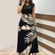 thumbnail image 1 of ICHUANYI Clearance Women's Floral Print Colorful Summer Dress Short Sleeve Dresses Beach Casual Maxi Sundress(Black, L) ICHUANYI WER2023081107511, 1 of 5