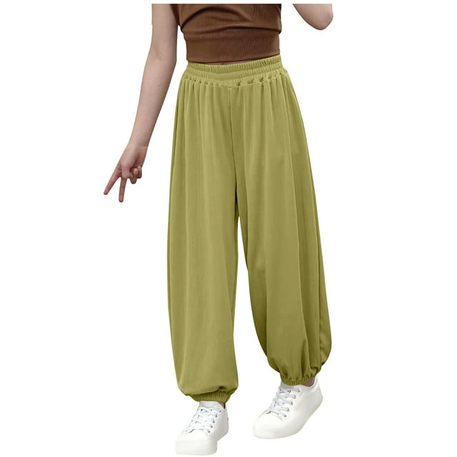Odeerbi 6M-13Y Niñas Pantalones de Chándal de Algodón Workout Athletic Sports Jogger Pantalones Verano Transpirable Joggers