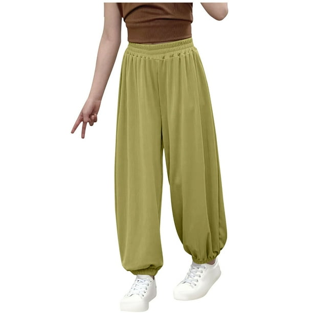 Odeerbi 6M-13Y Niñas Pantalones de Chándal de Algodón Workout Athletic Sports Jogger Pantalones Verano Transpirable Joggers