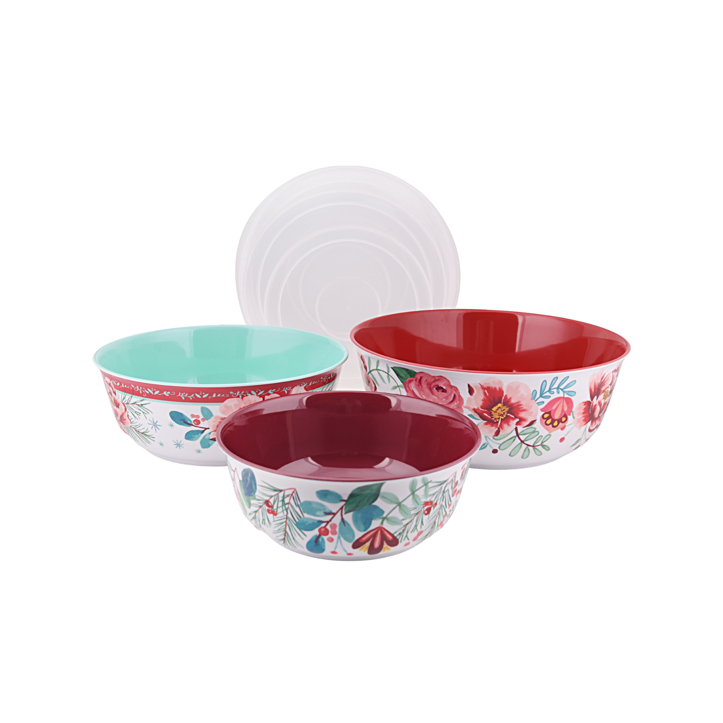 The Pioneer Woman Merry Meadow 6-Piece Melamine Serving Bowl Set with Lids