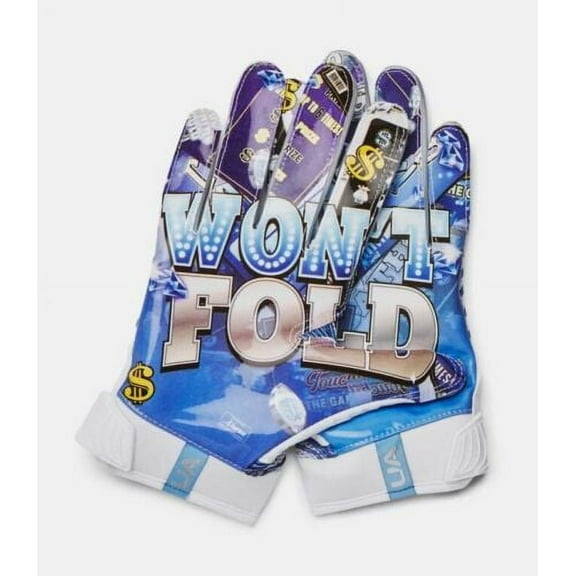 Under Armour Men's UA Blur Limited Edition Football Gloves 1360947-102 White/Carolina Blue/Metallic Silver