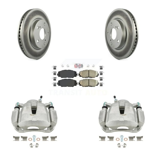 Transit Auto Front Disc Brake Caliper Coated Rotors and Ceramic Pads Kit for Car 2014-2015 Toyota RAV4 LE with Canada or U.S. Emissions Excluding Vehicles Manufactured In Japan KCG-100365N