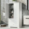thumbnail image 6 of 63'' High Bathroom Storage Cabinet, Freestanding Kitchen Pantry Cabinet with Two Doors and Adjustable Shelf, Modern Linen Cabinet with 2 Drawers, 6 of 8