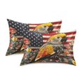 thumbnail image 2 of Haosy Satin Pillowcase for Hair and Skin Standard Cooling Silk Pillow Case with Envelope Closure Parrot with American Flag 20"x26", 2 of 9