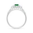thumbnail image 2 of ANGARA Natural Aeon Vintage Style Emerald and Diamond Three Stone Engagement Ring in 14K White Gold for Women (Size-5mm) | May Birthstone, Anniversary, Jewelry Gift for Women | Natural Emerald Ring, 2 of 9