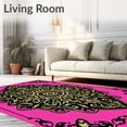 thumbnail image 2 of ODIKA 6'x9' Machine Washable Non-Slip Area Rug, Luxurious Medallion with Intricate Swirl Motifs High Traffic Rug with Pad, Pink, 599109, 2 of 8
