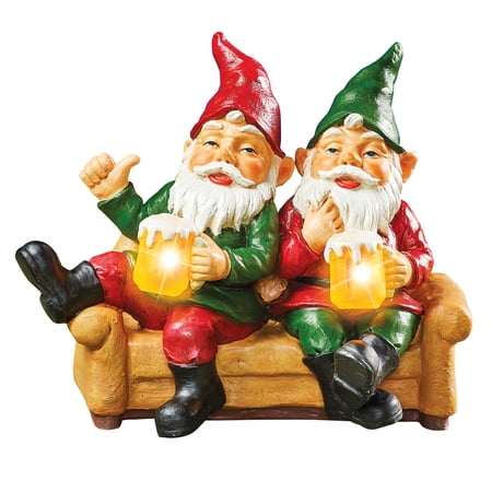 Collections Etc Solar Powered Garden Gnomes Night Out Yard Statues