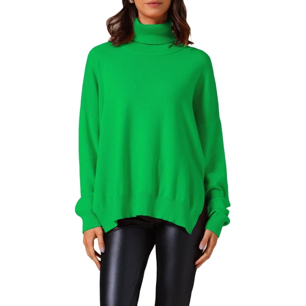 SUÉTER PULLOVER DE CUELLO ALTO PARA MUJER INSPIRE CHIC, ROPA DE INVIERNO ESTILOSA, TALLA L, VERDE