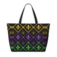 thumbnail image 2 of Daiia Mardi Gra Geometric Beach Travel Bag - Water-Resistant Beach Bag, Lightweight Tote with 7 Pockets for Women and Men - Gym,Pool,Camping,Reusable Grocery Bag, 2 of 7