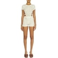 thumbnail image 2 of KelaJuan Women's Summer Short Skinny Jumpsuit Short Sleeve O Neck Hollow Floral Bodysuits Pants Suit, 2 of 7