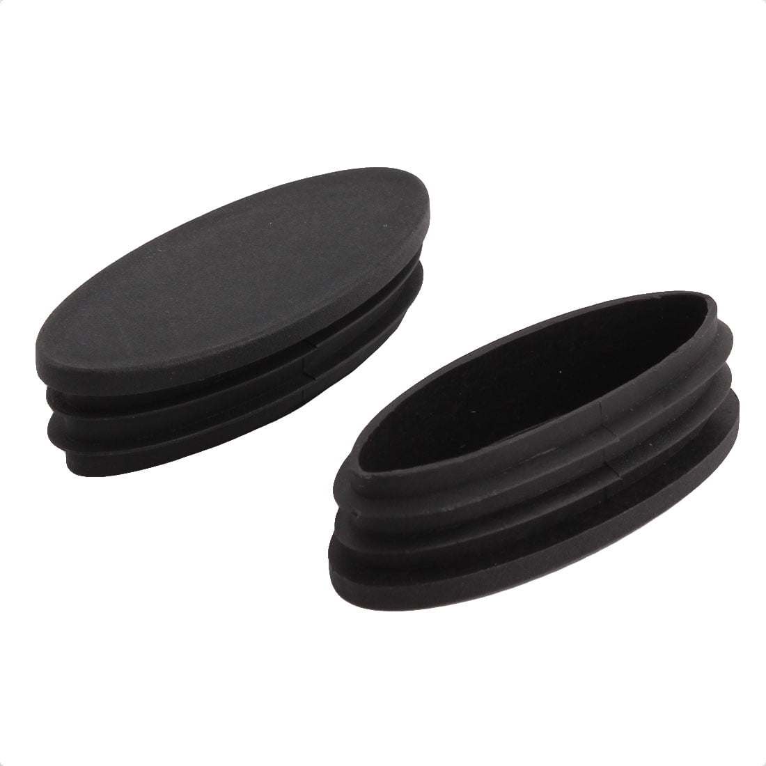 Desk Chair Feet Legs Plastic Oval Shape Caps Tube Inserts Black 35 x