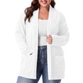 thumbnail image 2 of Cueply Women's Plus Size Open Front Cardigan Long Sleeve Ribbed Knit Lightweight Sweater Casual Outerwear with Pockets 1X-4X, 2 of 7