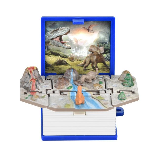 MesaSe 3D Mini Dinosaurs Keychains Fold Book Keychain Dinosaur World Pendant Keyring for Kid Children Dinosaur Party Favors