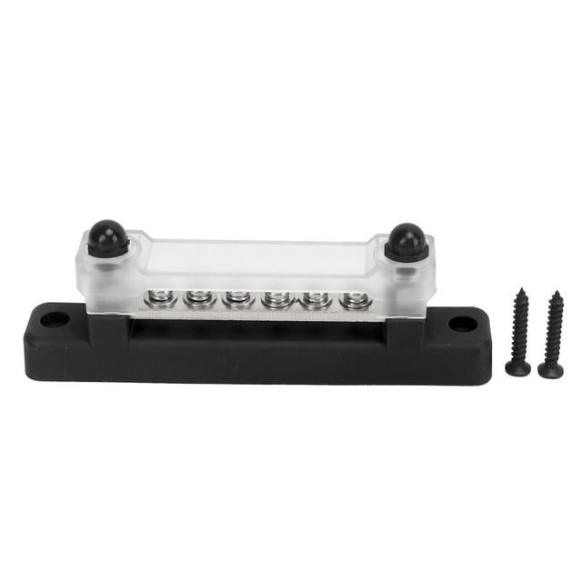 Power Distribution Block, Nickel Plated Brass 6 Terminal Bus Bar Temperature Resistance M6 Studs M4 Screws For Car RV Boat Black,Red