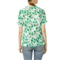 thumbnail image 4 of INSPIRE CHIC Women's Blouse Floral Ruffled Short Sleeve Ruffle Neck Casual Blouses M Green, 4 of 9