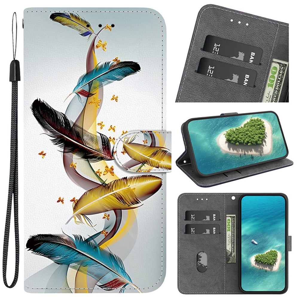 Leather For Samsung Galaxy A37 5G Wallet Case Crystal Material Painted Animal&Flowers&Hearts Pattern, Wallet For Women Men Card Holder Magnetic Clasp Kickstand Folio Cover,Color-1,For Galaxy A37 5G