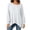 A White, variant on Fall Outfits for Women Dqueduo Women's Casual Loose Long Sleeve Top With Wide Round Neck Slit Detail And Off Shoulder Option