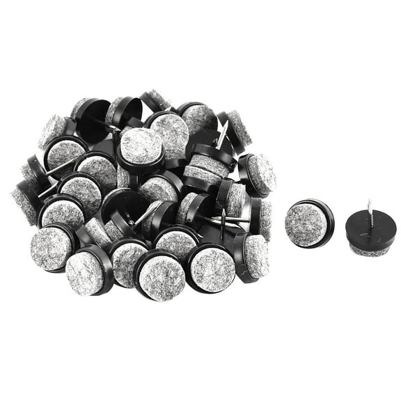 Unique Bargains 40 Pcs Antislip Felt Round 18mm Dia Chair Foot Cover Table Furniture Leg Protector Black Gray