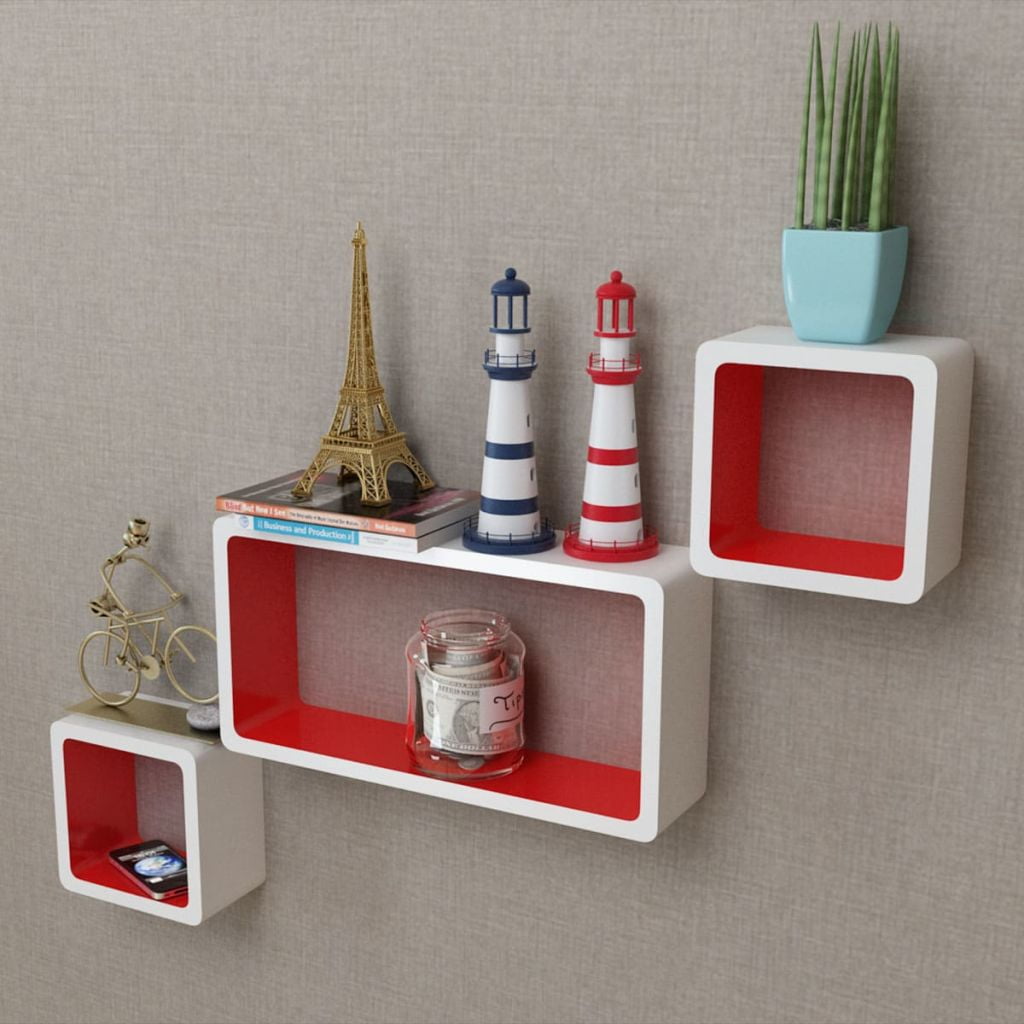 Kepooman 3 Floating Wall Mount Display Rack for Study Room, White