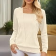 thumbnail image 6 of AKOEE Knit Sweaters Long Sleeve Tunic Tops for Women Loose Fit Square Neck Fall Winter Casual Dressy Pullovers (XL, Yellow), 6 of 7