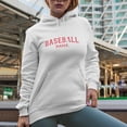 thumbnail image 2 of Baseball Mama, Mother of Baseball Player Themed Merch Gift, White Hooded Sweatshirt or Hoodie, Medium, 2 of 5