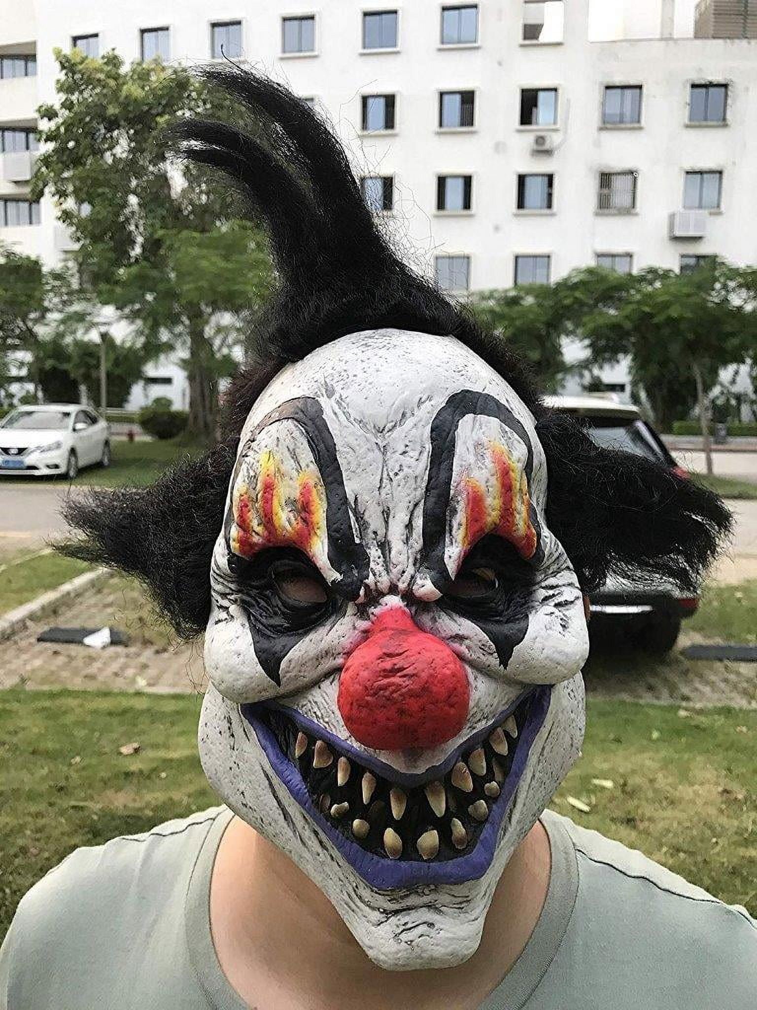 Elegantoss Terror Wizard Clown Overhead Mask Halloween Creepy Prop for Horror Costume Cosplay for Mens Women and Kids in Latex
