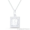 thumbnail image 1 of "Allah" Arabic Script Lightweight Square Frame 25x15mm (1x0.6in) Pendant & Chain Necklace in .925 Sterling Silver, 1 of 1