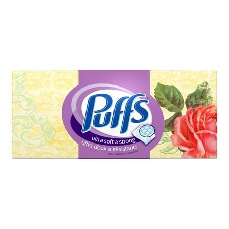 Puffs Ultra Soft & Strong Non Lotion Facial Tissues, White, 124 Sheets/Box