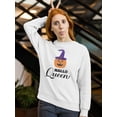 thumbnail image 2 of Halloqueen Cute Jack-O-Lantern Sweatshirt Women -Image by Shutterstock, Female x-Large, 2 of 4