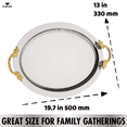 thumbnail image 2 of HAKAN Luxury Decorative Coffee Tea Table Tray with Handles, Metal Oval Presentation Tray, Authentic Turkish Tray,  Silver, 19.7" ve 13", 2 of 7