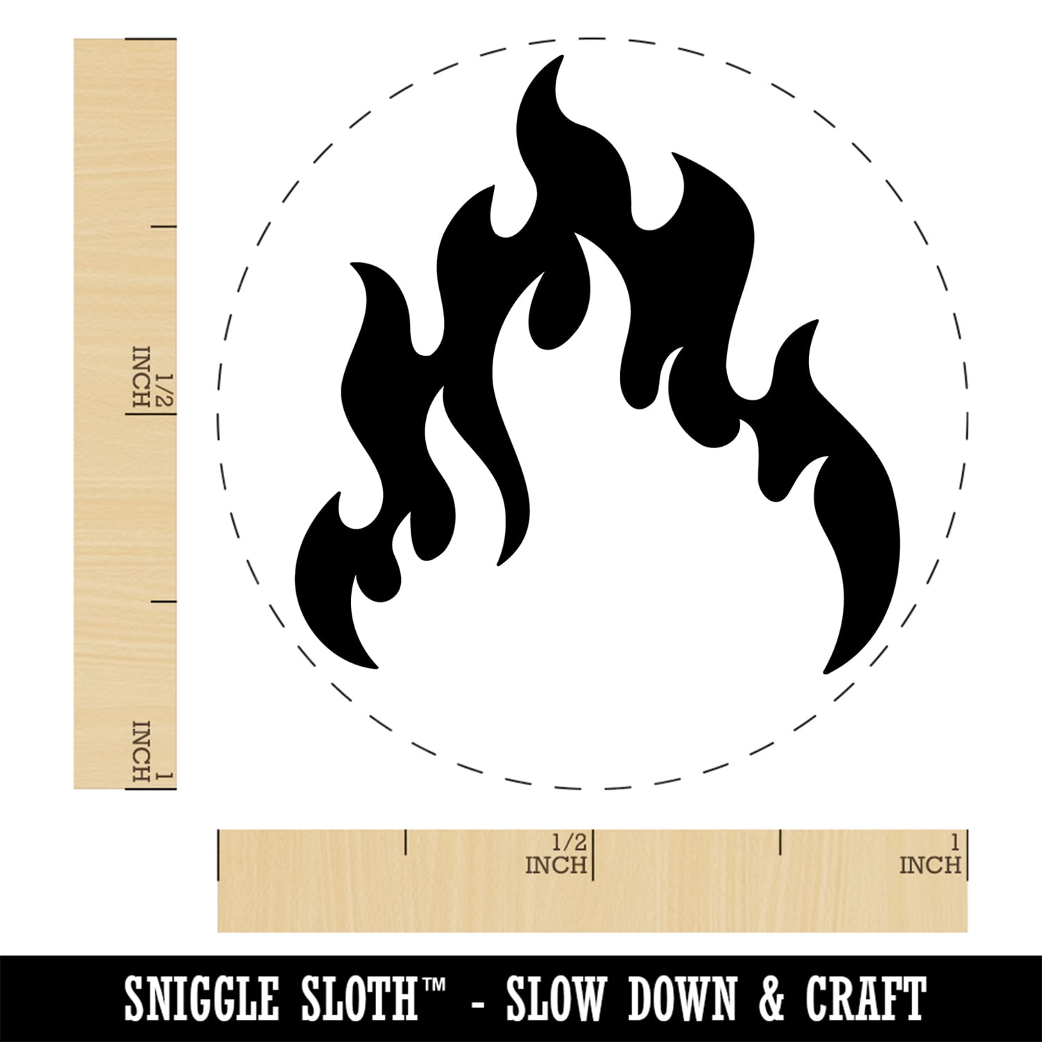Fire Flame Burning Self-Inking Rubber Stamp Ink Stamper - Orange Ink - Medium 1 Inch