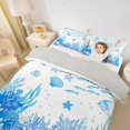 thumbnail image 3 of Castle Fairy Thin Line Underwater Reef Tile Twin Duvet Cover,School Fish Starfish Coral Seamless Twin Bedding,Sky White,Grey Reversible,2pcs,No Comforter,1 Duvet Cover and 1 Pillowcase, 3 of 6