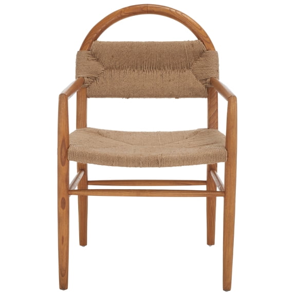 SAFAVIEH Farley Classic Jute Rope Solid Dining Armchair, Brown/Natural