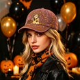 thumbnail image 5 of CAIXIA 3D Halloween Embroidered Baseball Cap for Women, Adjustable Cotton Hat with Witch, Ghost, Pumpkin & Bat Design,One Size, 5 of 6