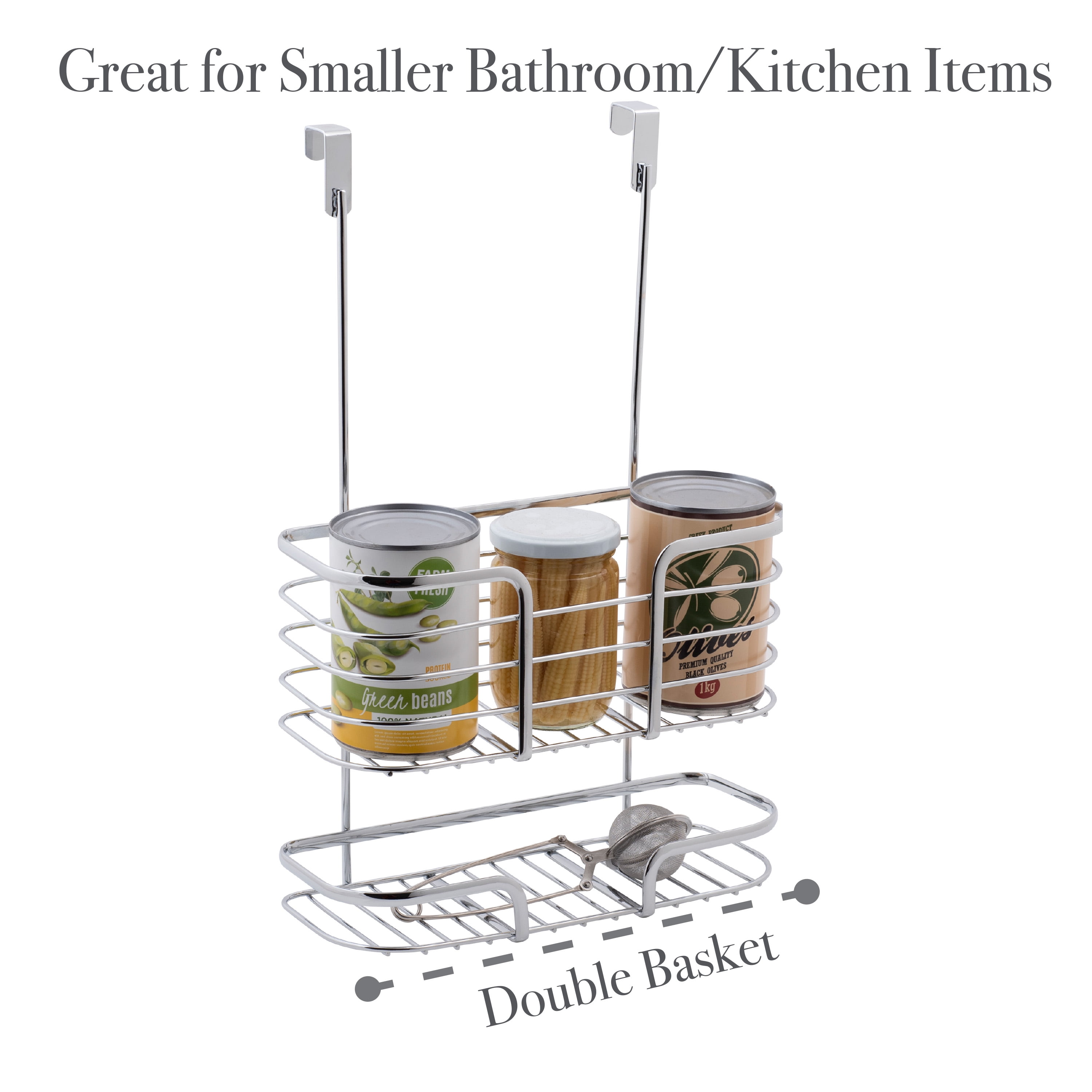 Kitchen Details 2-Tier 10.24" x 5.2" over the Cabinet Organizer, Metal Chrome