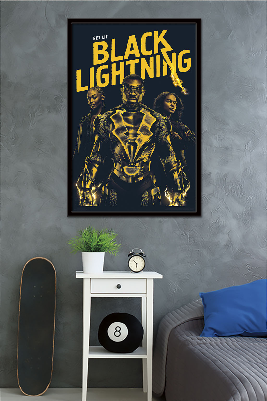 DC Comics TV - Black Lightning - Key Art Wall Poster, 22.375" x 34", Framed