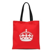 JSDART Canvas Tote Bag Calm English Crown Red Keep King Baby Britain British Durable Reusable Shopping Shoulder Grocery Bag
