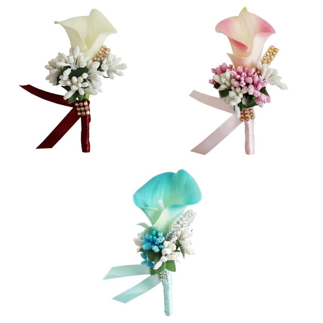 Paquete de 3 broches para el ojal hechos artificiales clásicas pin para boda, de graduación