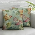 thumbnail image 3 of Nawypu Teal Blue Floral and Butterfly Throw Pillow Cover Vintage Farmhouse Butterfly Flowers Decorative Pillows Cushion Covers Pillowcase Blue for Home Bedroom Sofa Chair Decor, 3 of 5