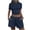 Navy, variant on Womens 2 Piece Outfits Short Sleeve Crew Neck Crop Tops Drawstring Elastic Waist Shorts Casual Loose Summer Plain Workout Sets