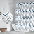thumbnail image 3 of JOOCAR Grey and Blue Pattern Bathroom Shower Curtain Abstract Wave Geometry Line Bath Curtain with Hooks Waterproof Polyester Fabric Shower Curtains for Modern Artistic Bath Decorative, 72x72 Inch, 3 of 7